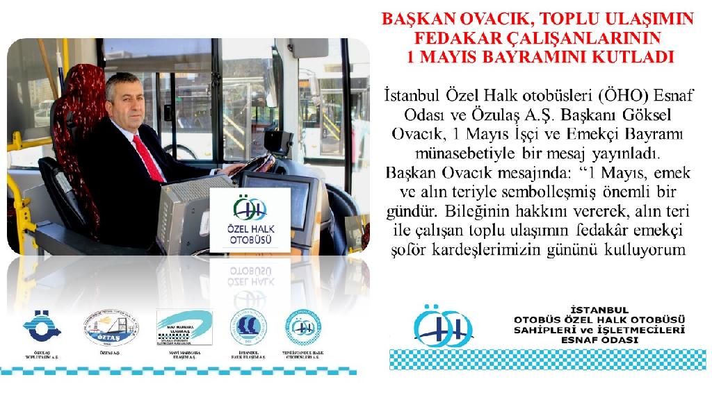 BAŞKAN OVACIK, TOPLU ULAŞIMIN FEDAKAR ÇALIŞANLARININ 1 MAYIS BAYRAMINI KUTLADI
