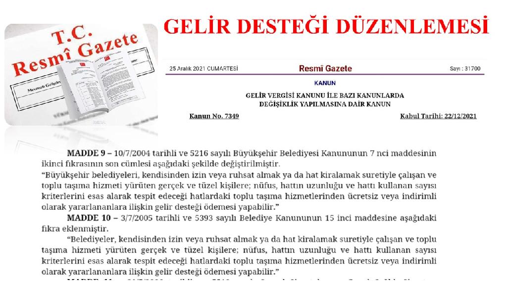GELİR DESTEĞİ DÜZENLEMESİ