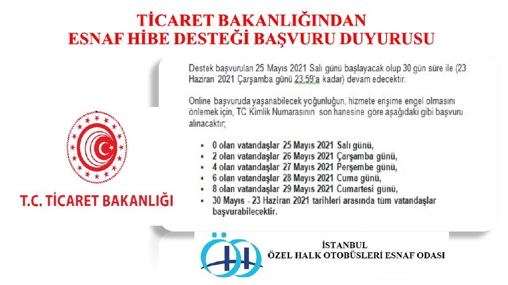 TİCARET BAKANLIĞINDAN ESNAF HİBE DESTEĞİ BAŞVURU DUYURUSU