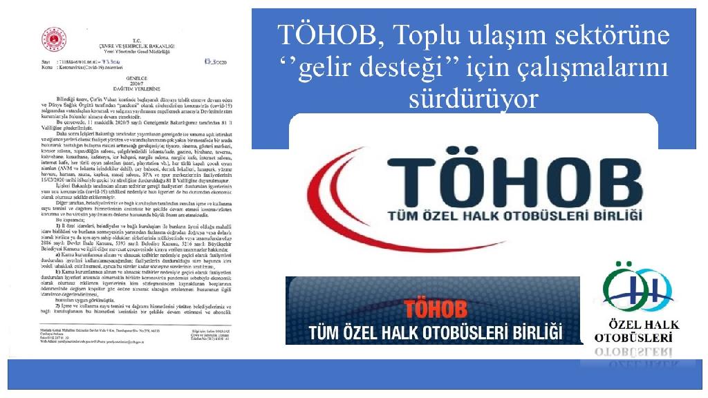 TÖHOB, Toplu ulaşım sektörüne ‘’gelir desteği’’ için çalışmalarını sürdürüyor